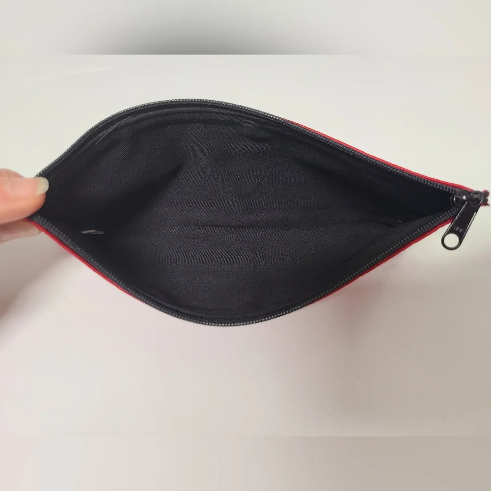 Kate Spade NY Red Vinyl Accessory Pouch & Black Pebbled Leather Card Case Set